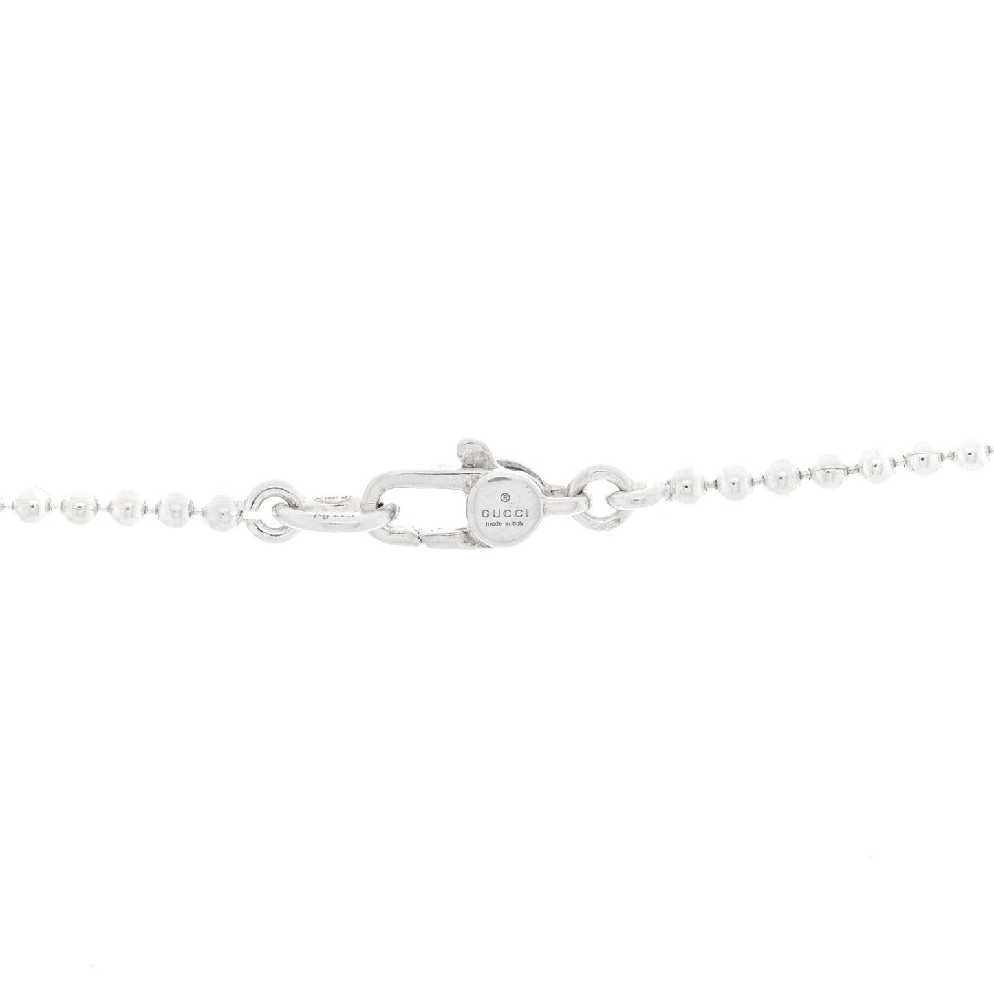 Gucci Sterling Silver Trademark Logo Oval Pendant Necklace