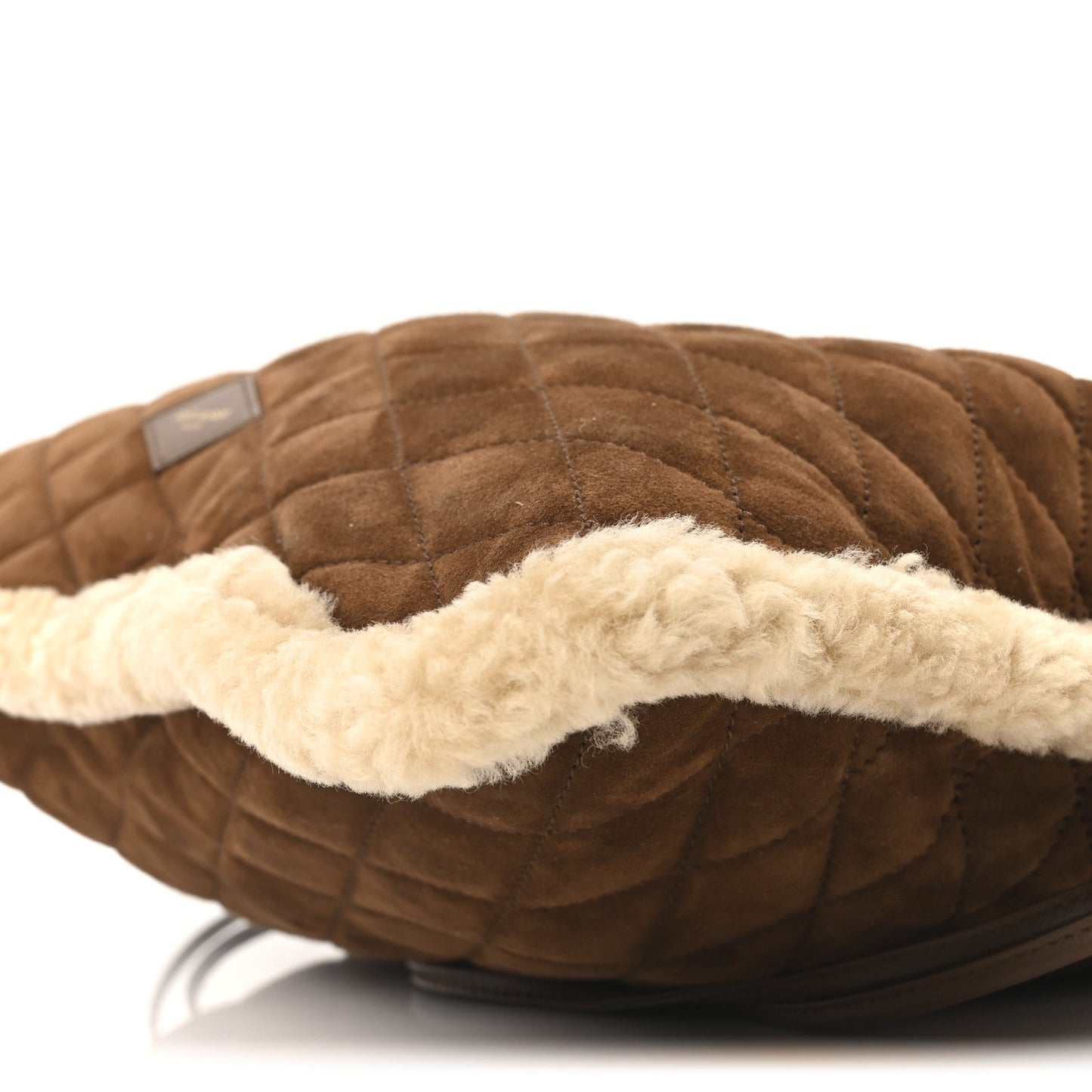 Saint Laurent Suede Shearling Quilted Le Pochon Natural Tan