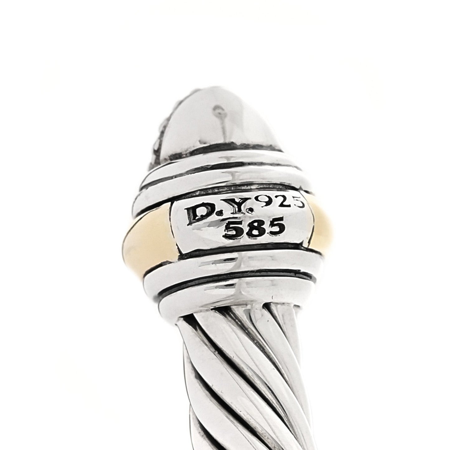 David Yurman Sterling Silver 14K Yellow Gold Diamond 5mm Cable Classics Pave Domes Bracelet