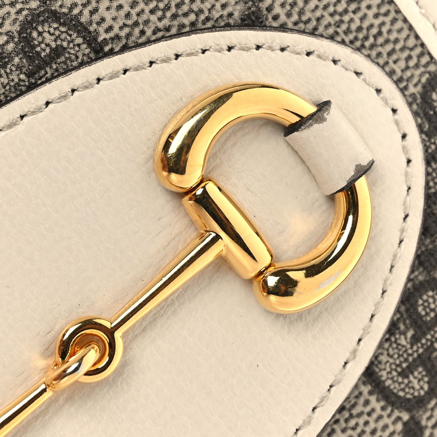 Gucci GG Supreme Monogram Azalea Calfskin Horsebit 1955 Card Case Wallet Beige Ebony Mystic White