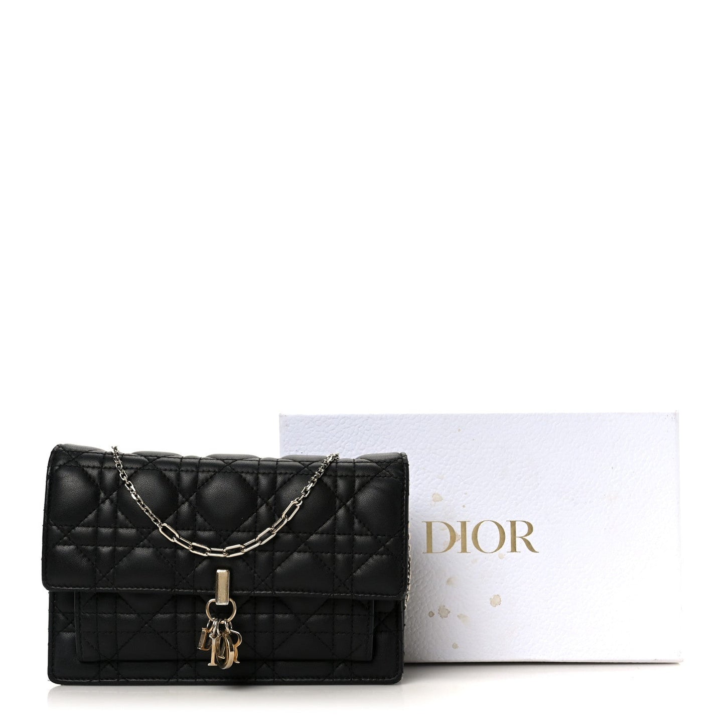 Christian Dior Lambskin Cannage Chain My Dior Daily Chain Pouch Black