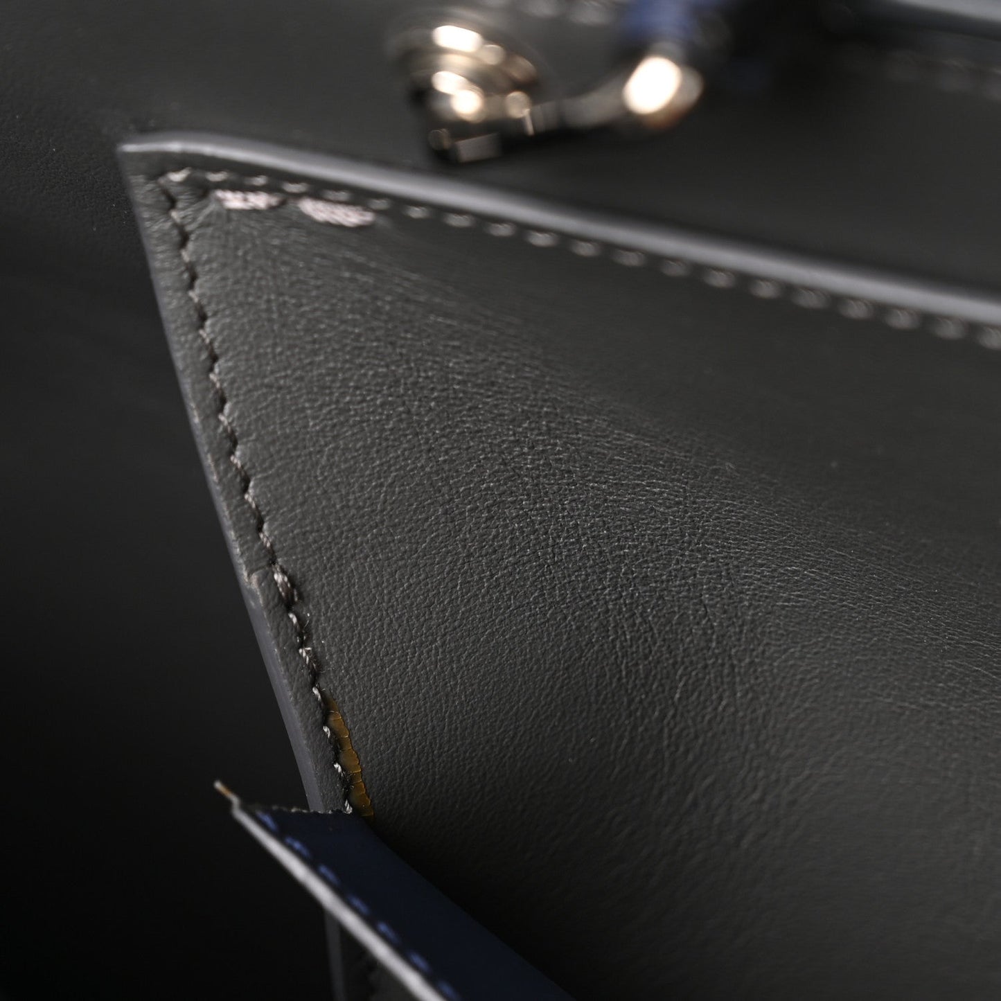 Fendi Calfskin Embossed Large Peekaboo Iconic Fit Satchel Blueberry