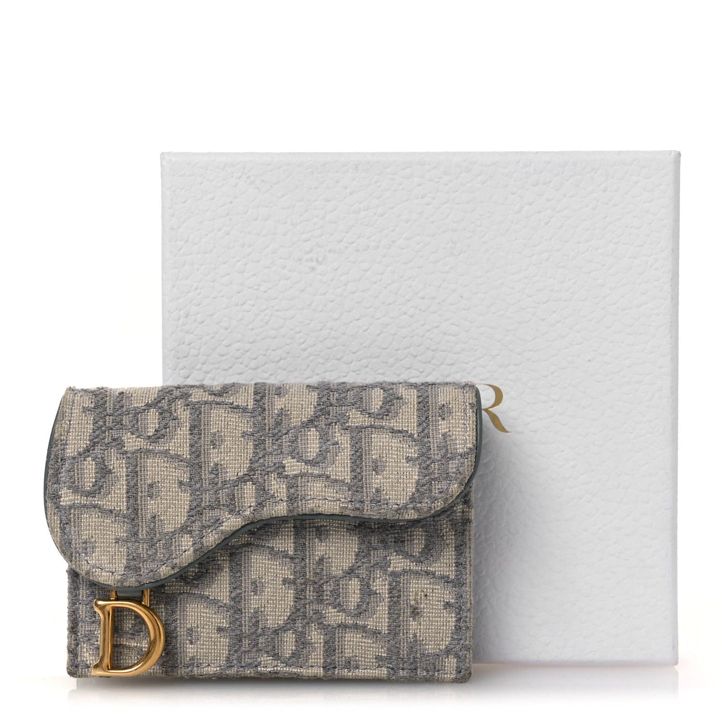 Christian Dior Oblique Saddle Bloom Card Holder Gray
