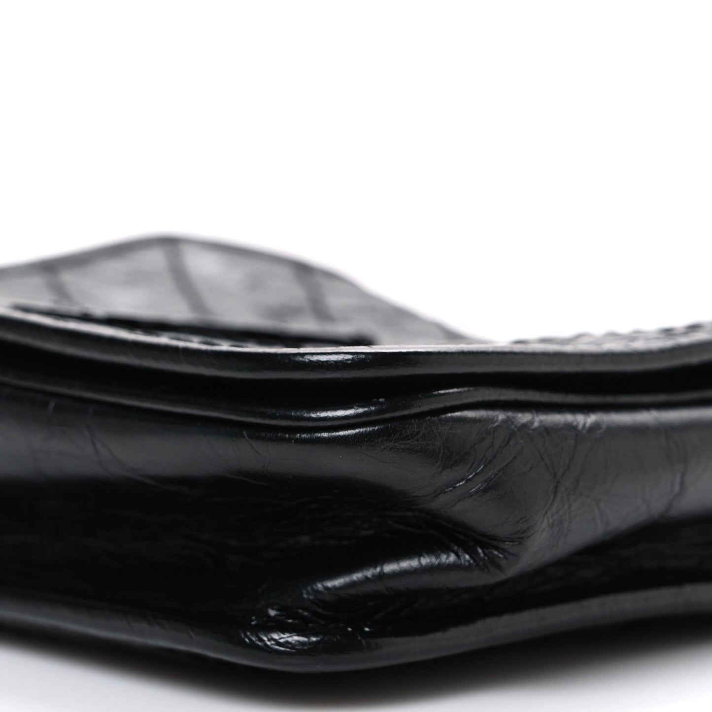 Saint Laurent Crinkled Calfskin Matelasse Monogram Niki Chain Wallet Black