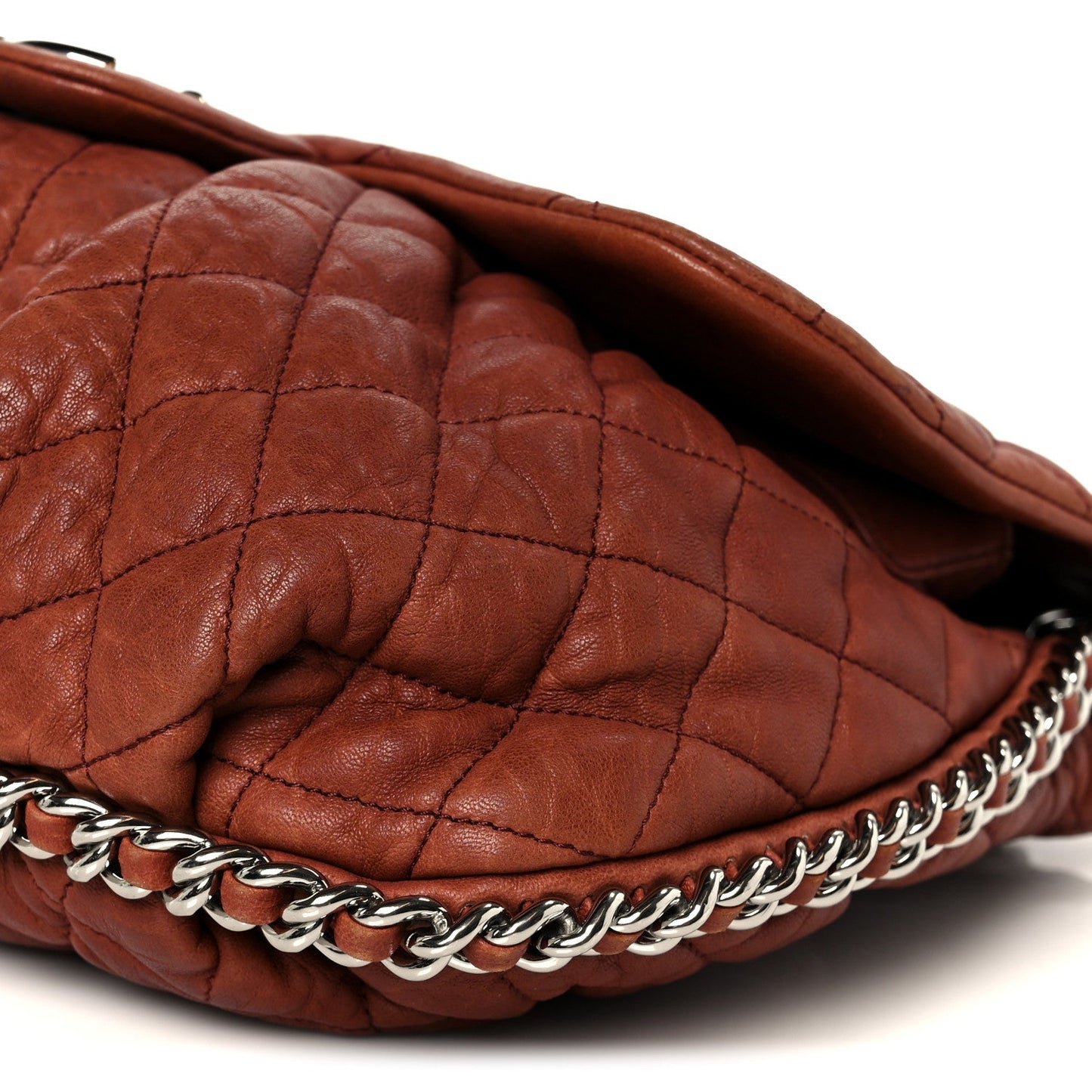 Chanel Washed Lambskin Quilted Medium Chain Around Messenger Brown