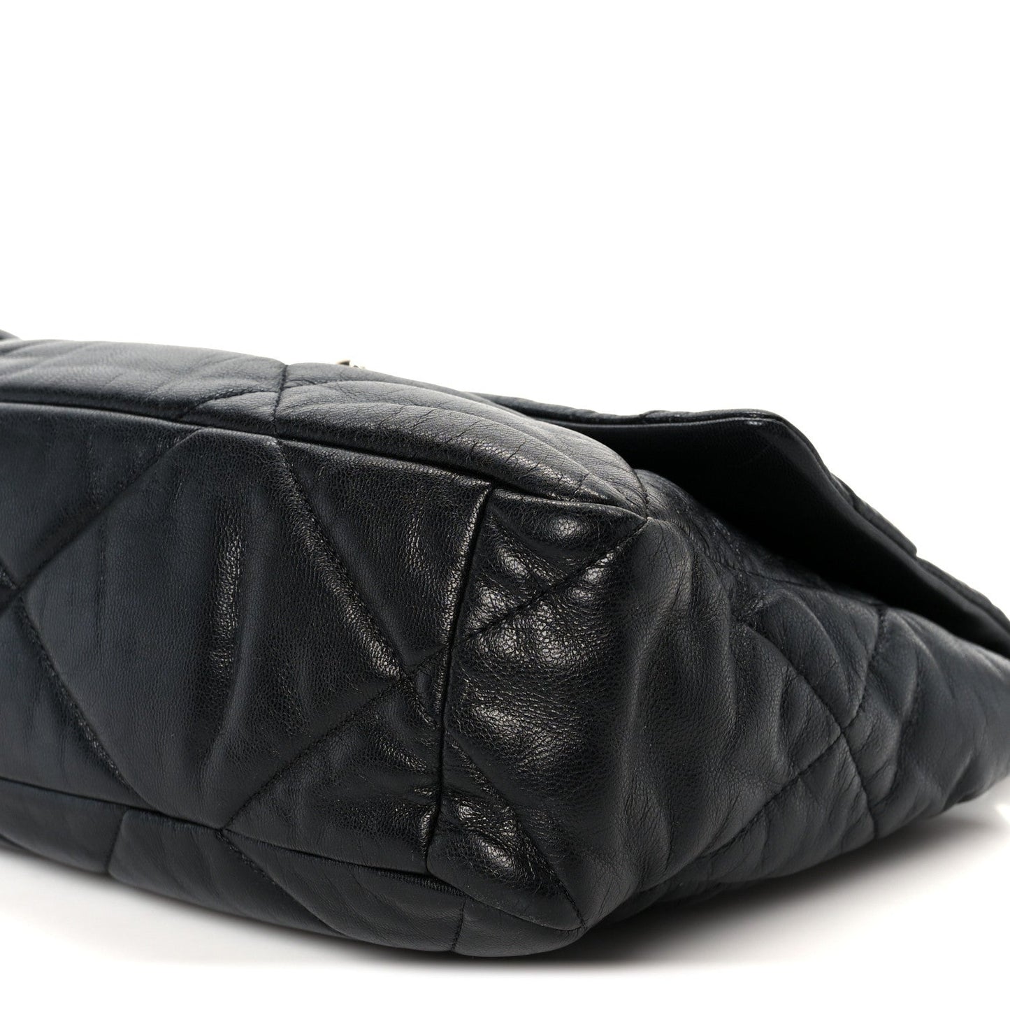 Chanel Shiny Goatskin Quilted Large Chanel 19 Flap Black