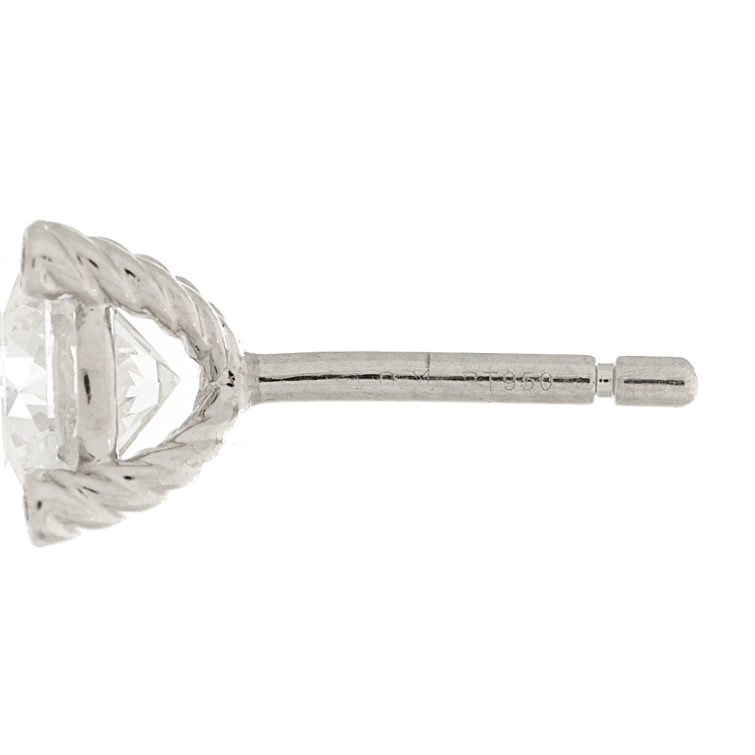 David Yurman Platinum Diamond 1.49ctw Solitaire Stud Earrings