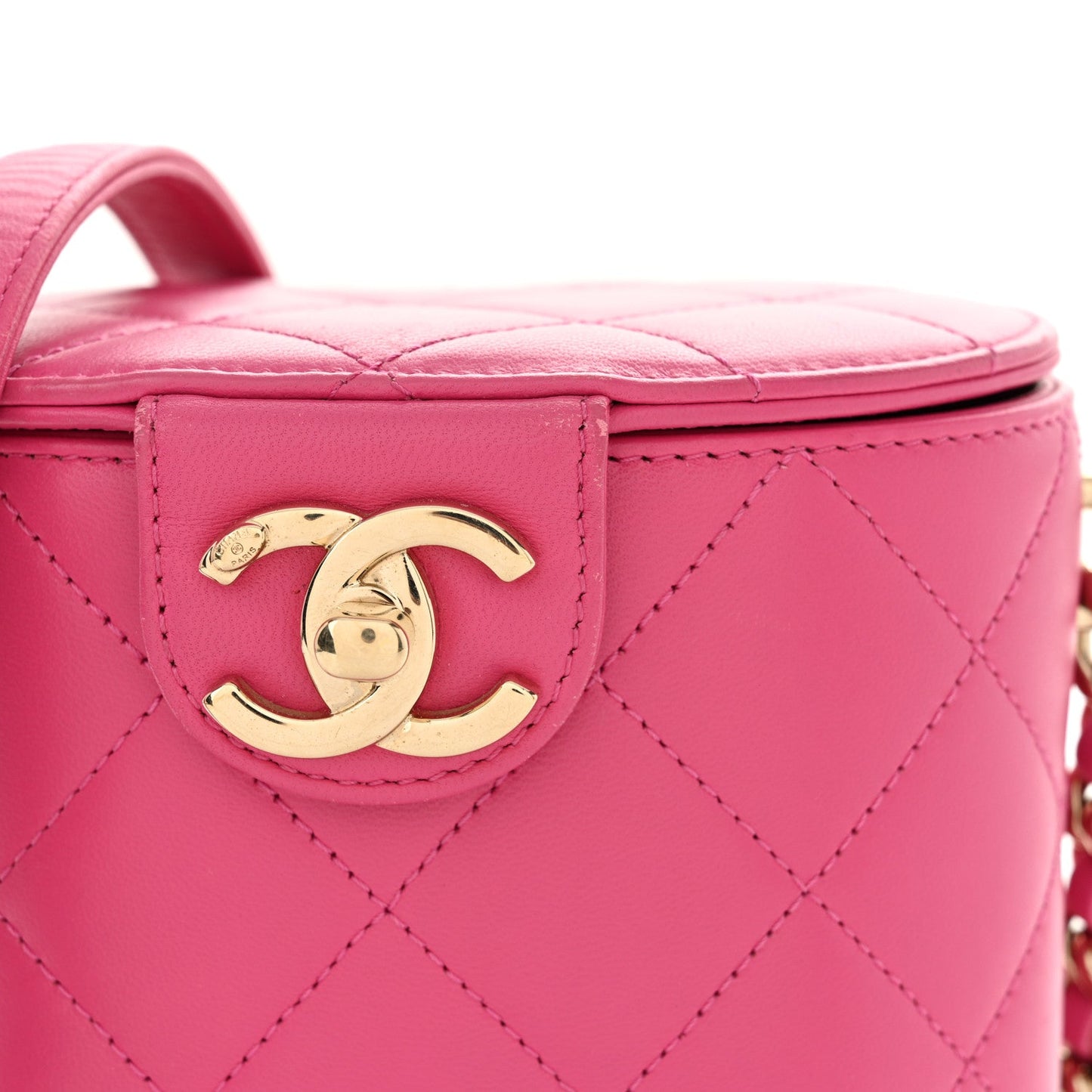 Chanel Lambskin Resin Elegant Chain Vanity Case Dark Pink