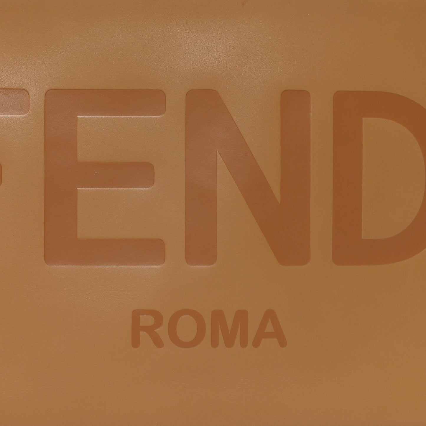 Fendi Vitello King Logo Embossed Large Flat Pouch Miele Scuro