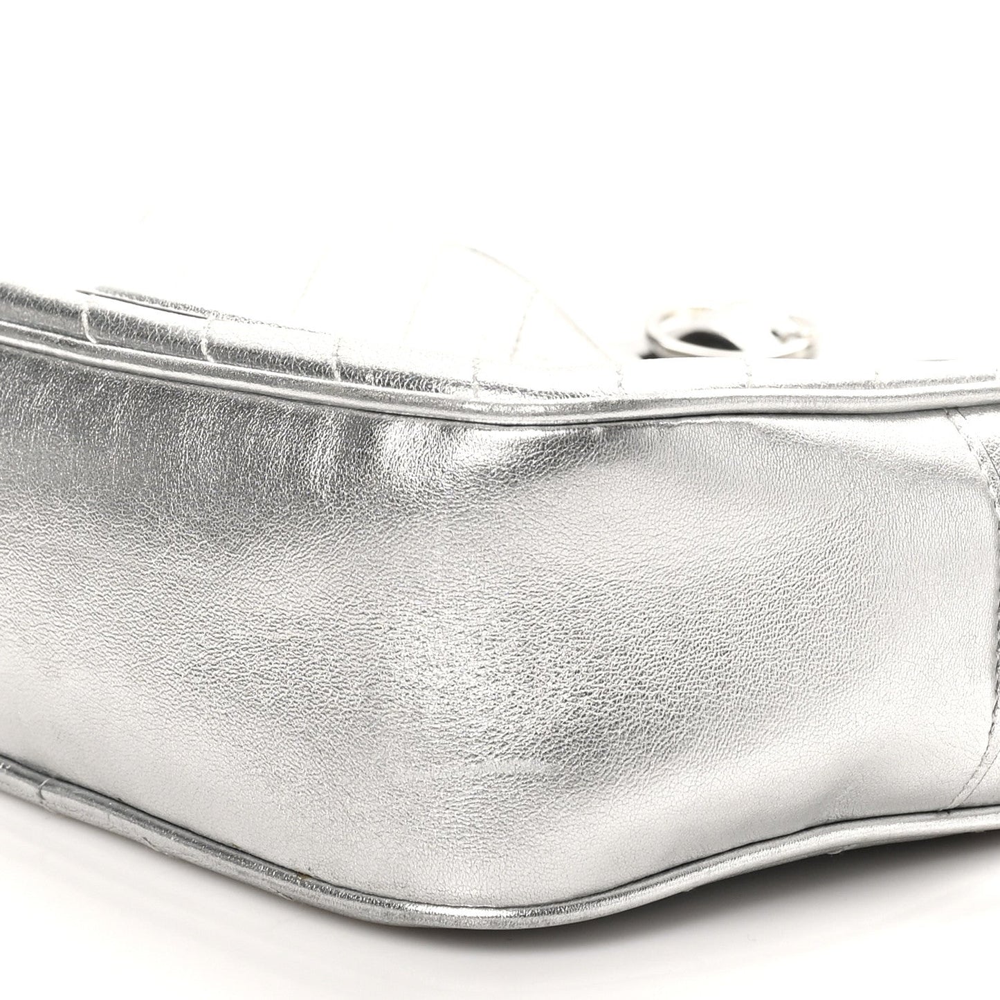Gucci Metallic Sakai Be Green Calfskin Diagonal Stitched Small Blondie Shoulder Bag Silver
