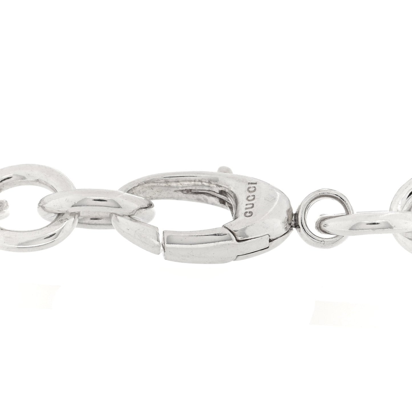 Gucci Sterling Silver G Heart Charm Link Bracelet