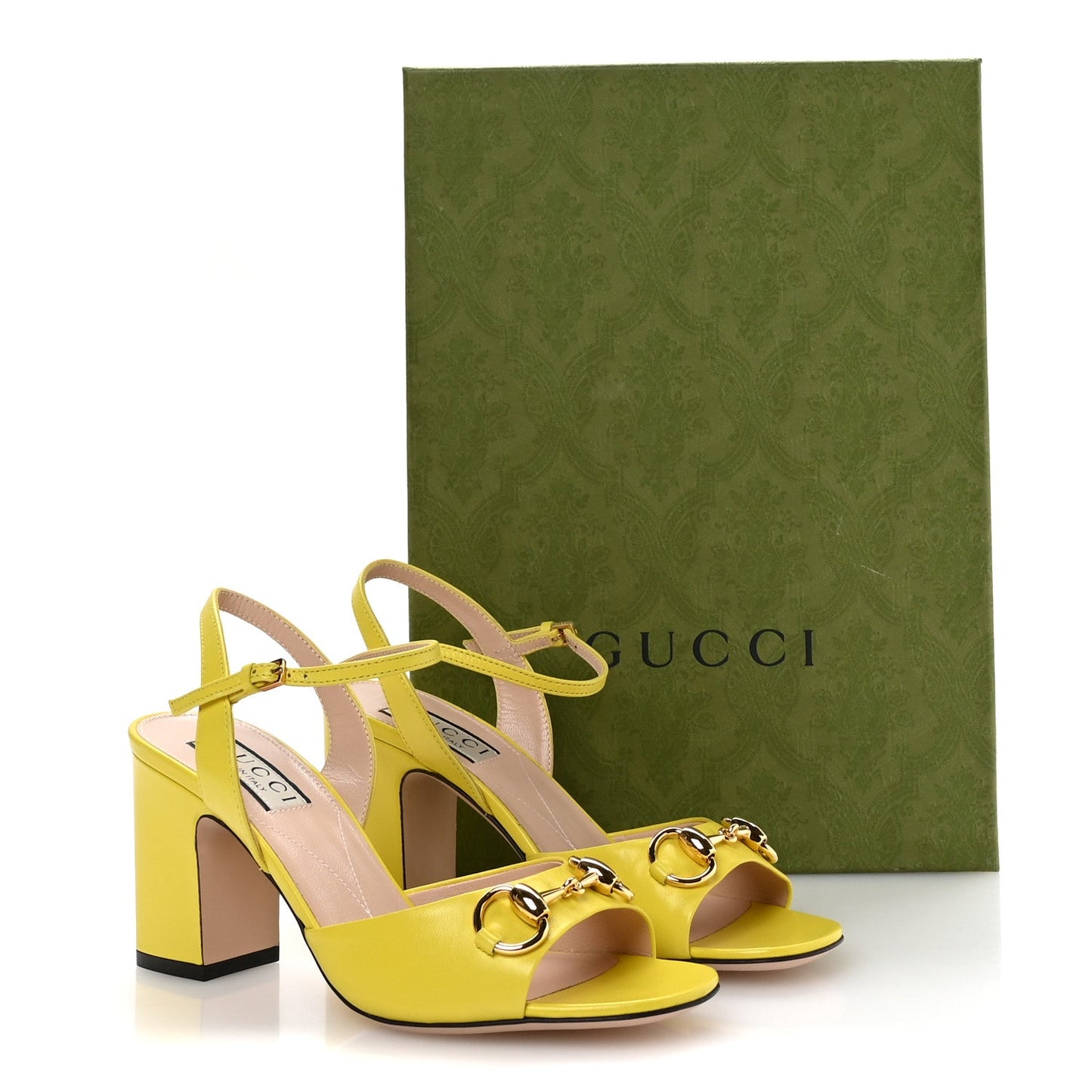 Gucci Malaga Kid Horsebit Lady 75mm Sandals 36.5 Acid Lime