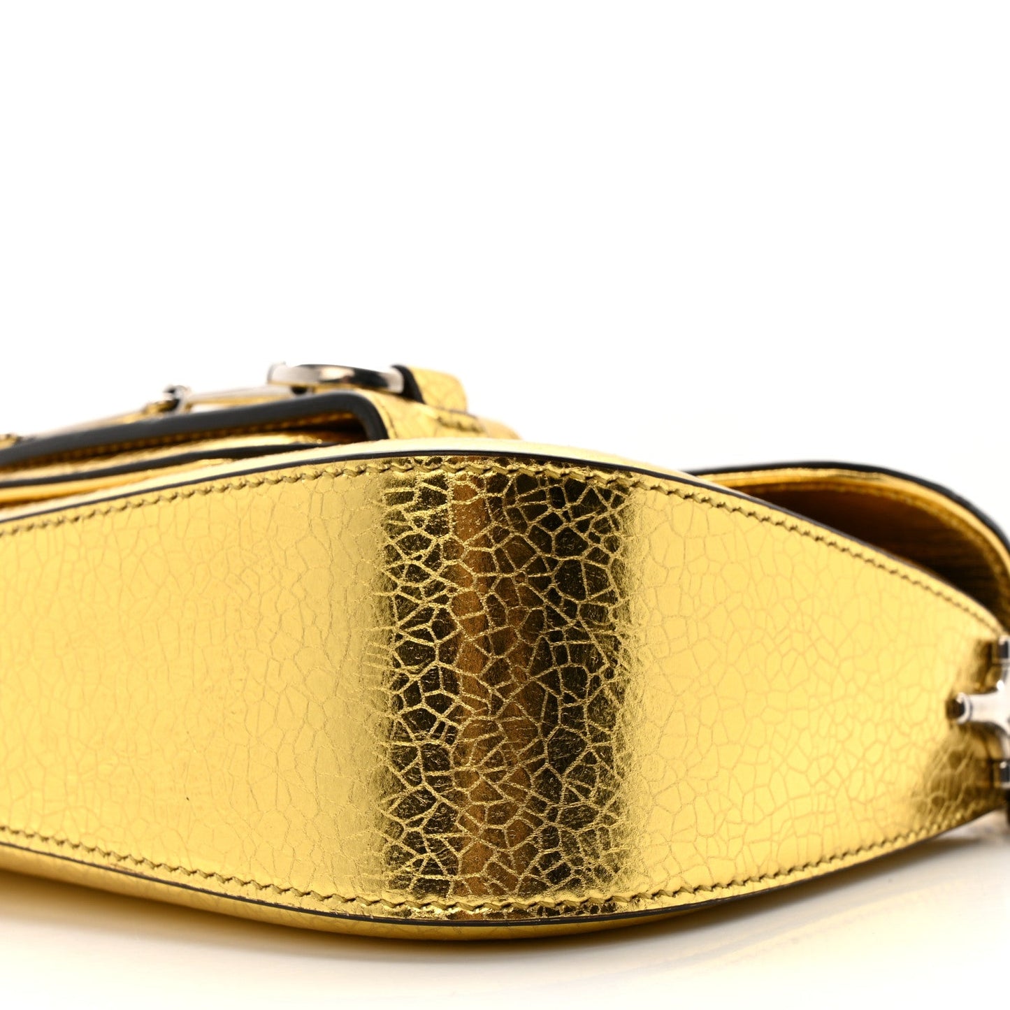 Gucci Metallic Demetra Mini Horsebit 1955 Asymmetric Shoulder Bag Gold