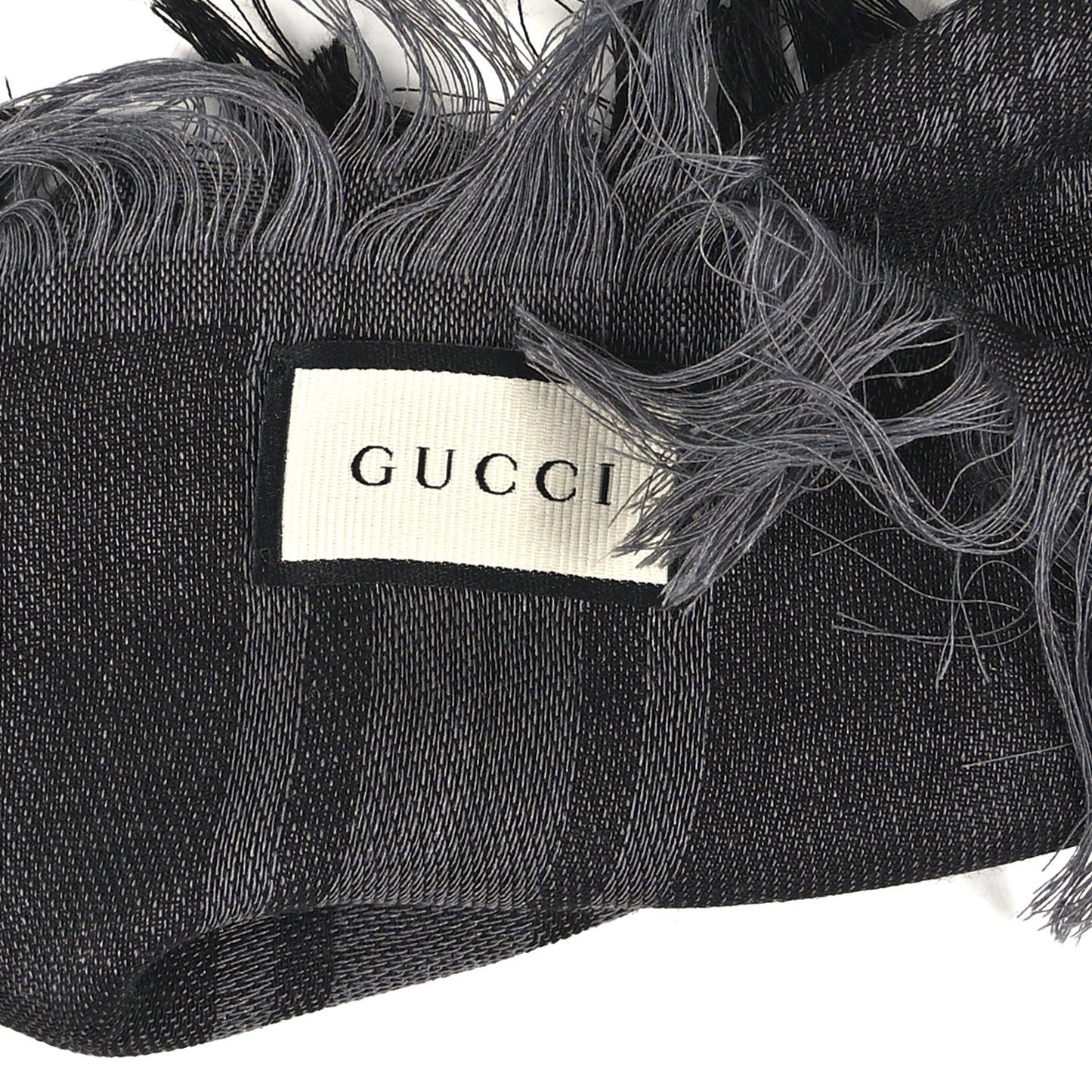 Gucci Wool Silk GG Monogram Diamante Plaid Surviee Shawl Graphite Black