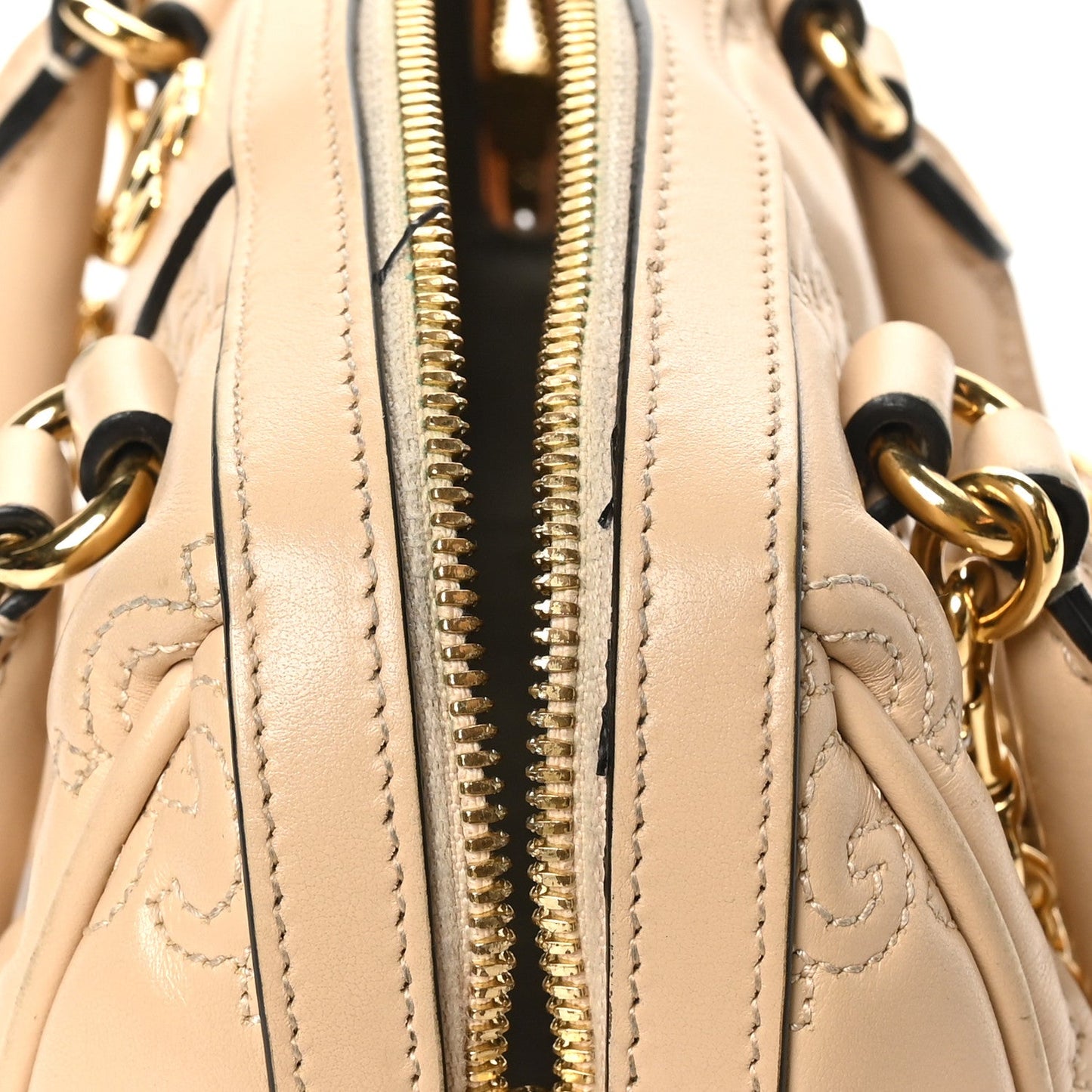 Gucci Calfskin GG Matelasse Mini Bowler Bag Naturale