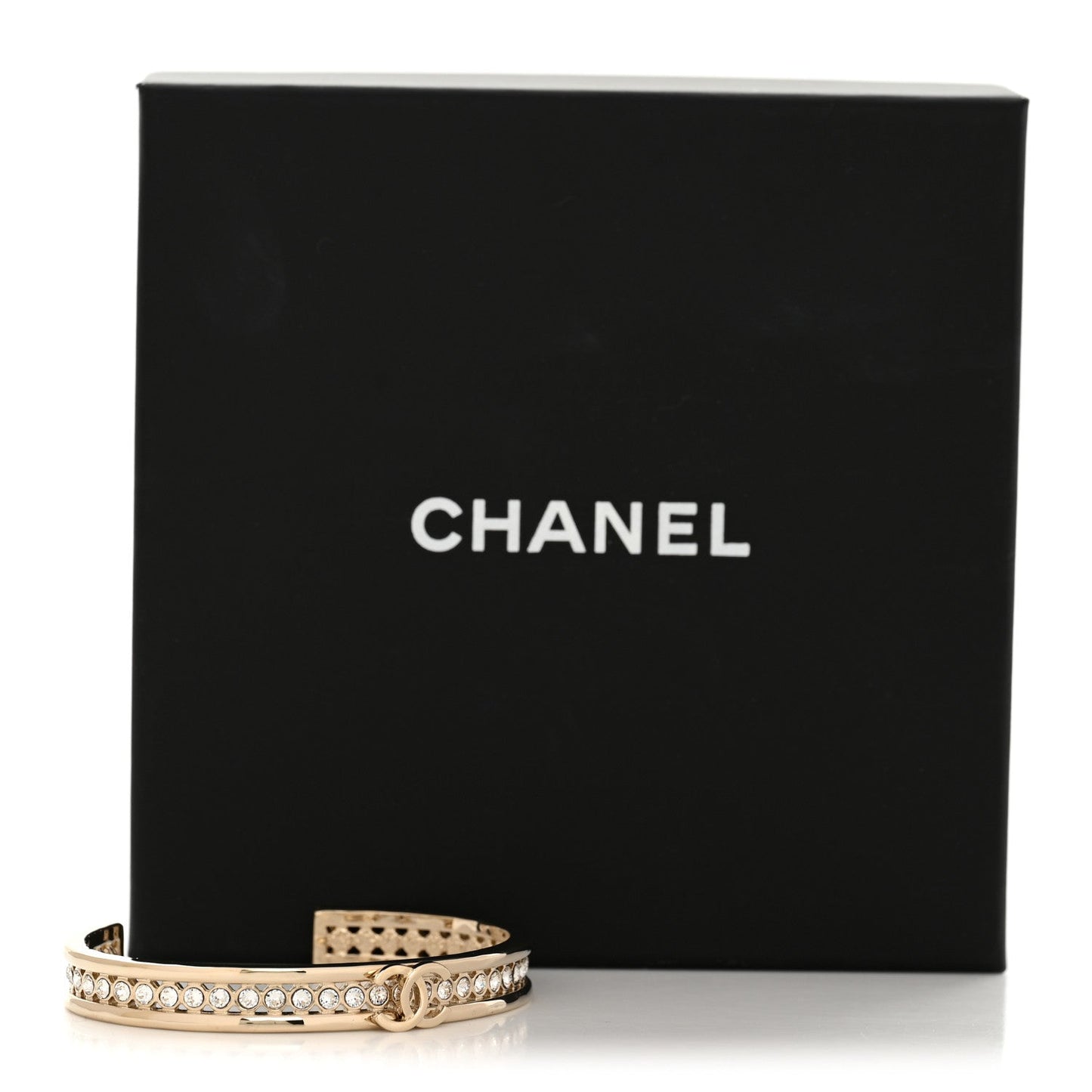 Chanel Crystal CC Cuff Bracelet M Gold