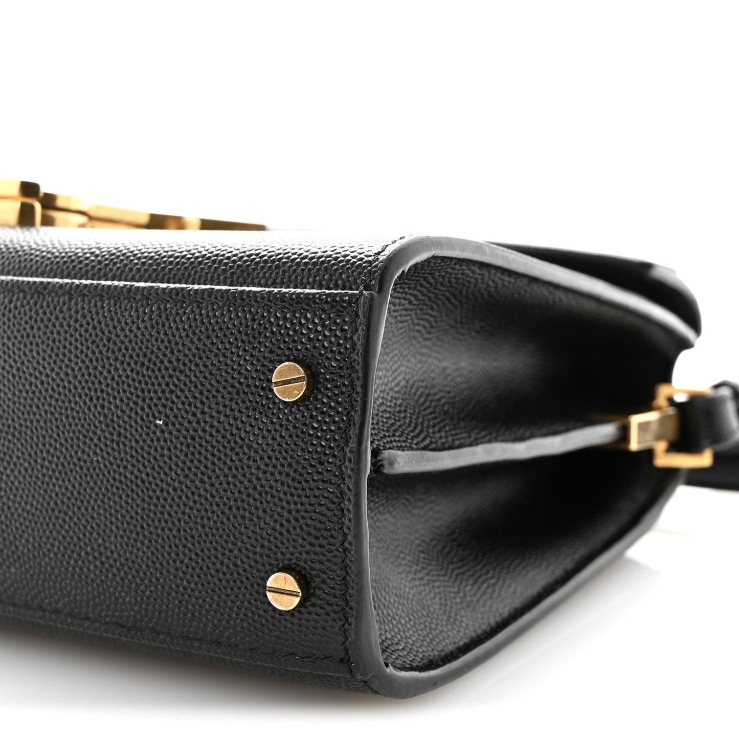 Saint Laurent Grain De Poudre Mini Classic Monogram Cassandra Top Handle Black