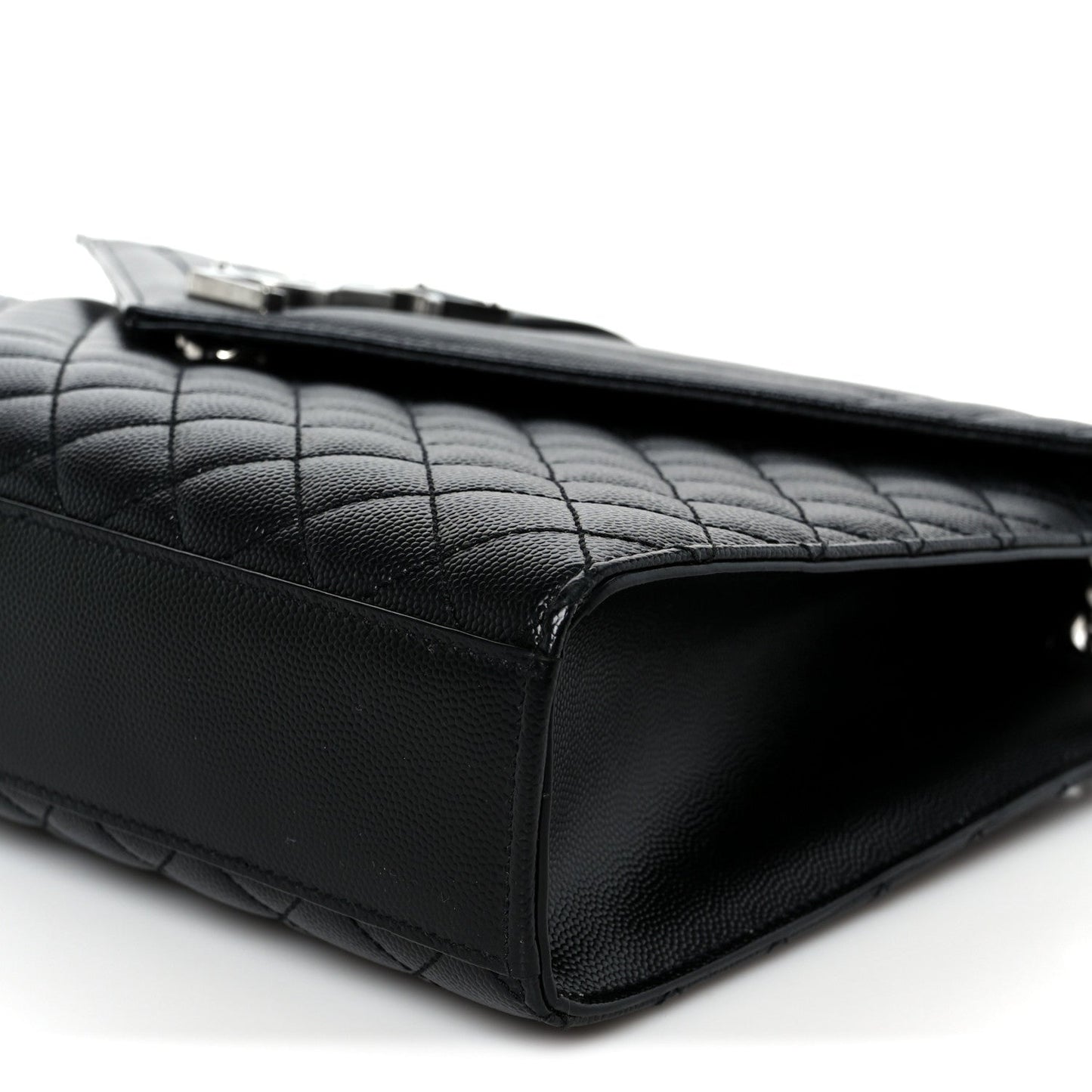 Saint Laurent Grain De Poudre Textured Mixed Matelasse Large Triquilt Monogram Satchel Black