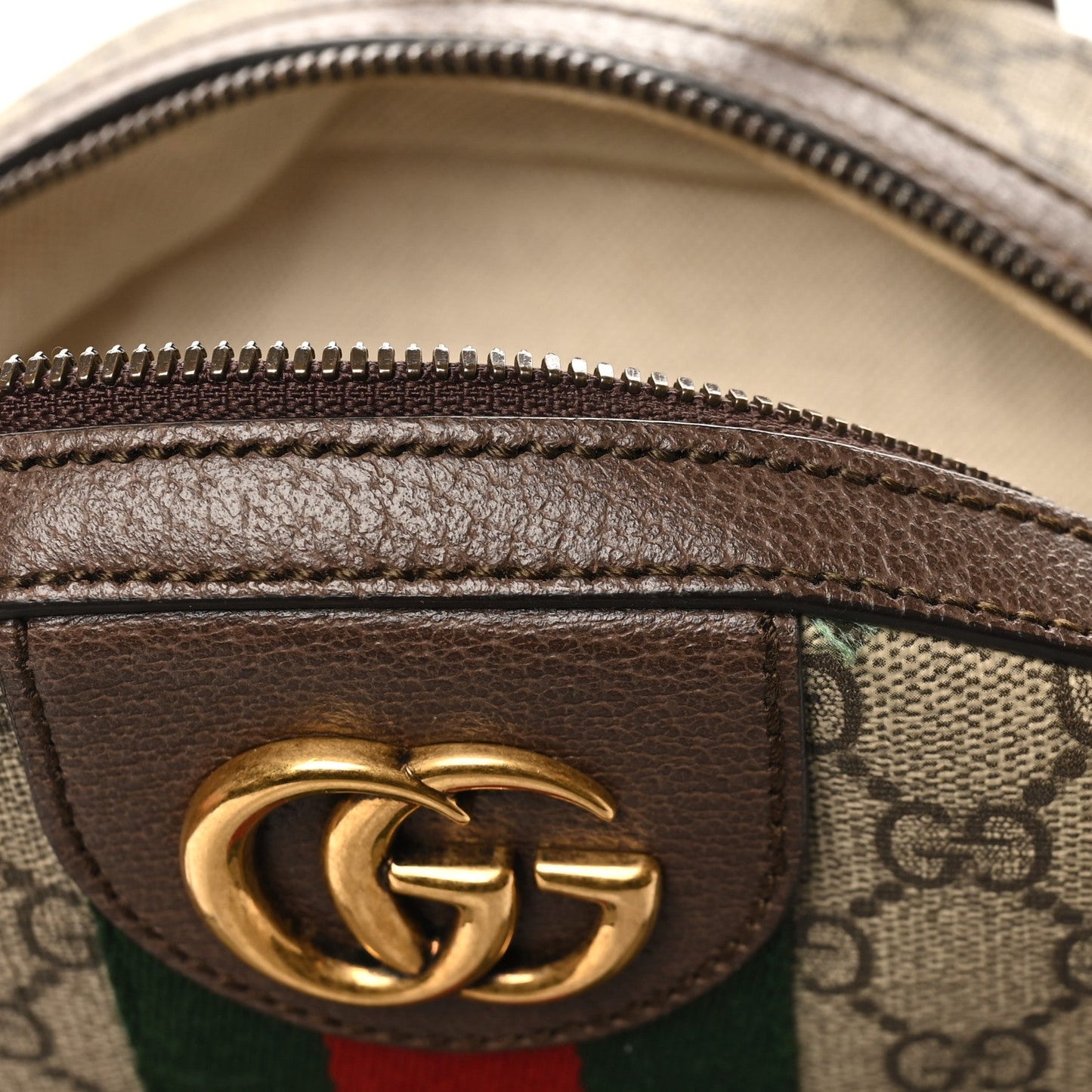 Gucci GG Supreme Monogram Calfskin Web Small Ophidia Day Backpack Beige Ebony New Acero