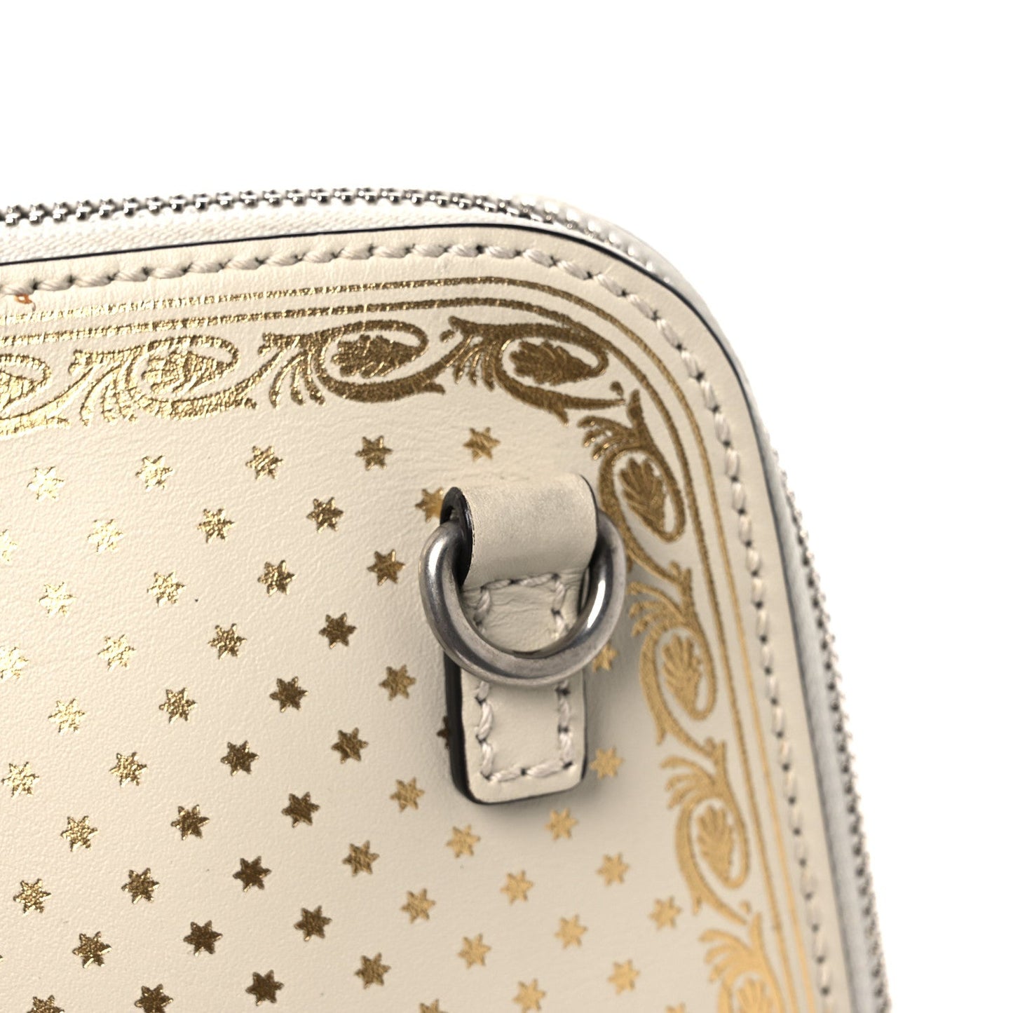 Gucci X SEGA Calfskin GUCCY Stars Mini Dome Shoulder Bag Mystic White Gold