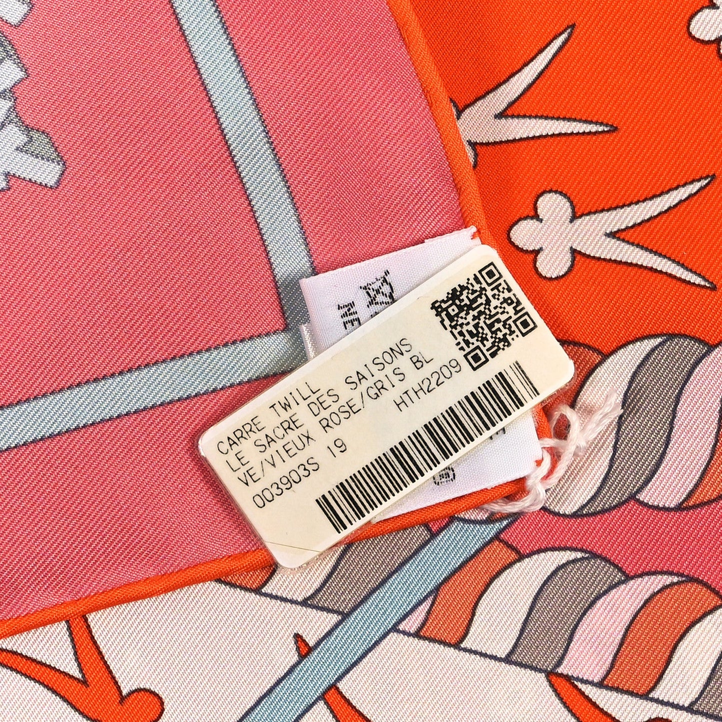 Hermes Silk Le Sacre Des Saisons Scarf 90 Vieux Rose Gris Bleute Orange