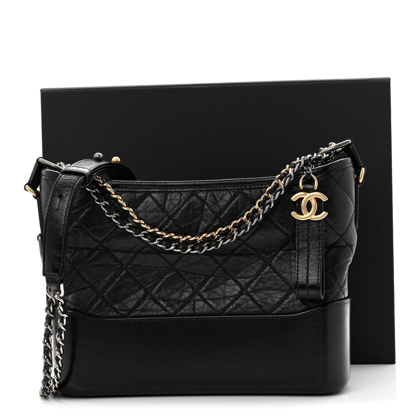 Chanel Aged Calfskin Quilted New Medium Gabrielle Hobo Black