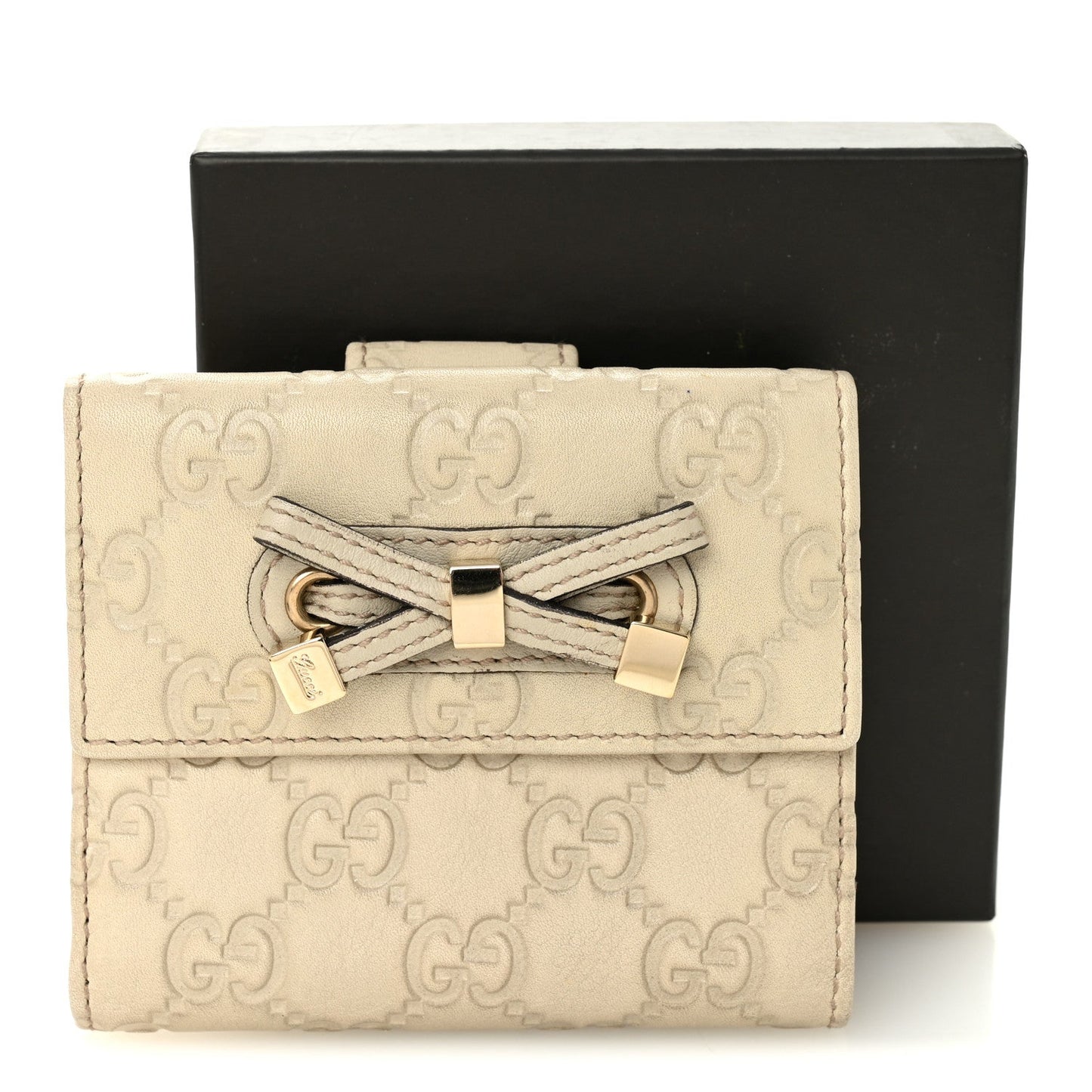 Gucci Guccissima Princy French Flap Wallet Off White