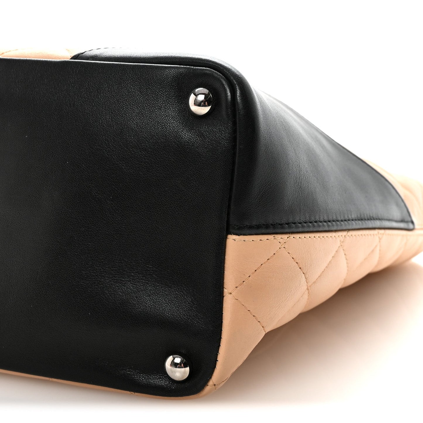 Chanel Calfskin Quilted Medium Cambon Tote Beige Black
