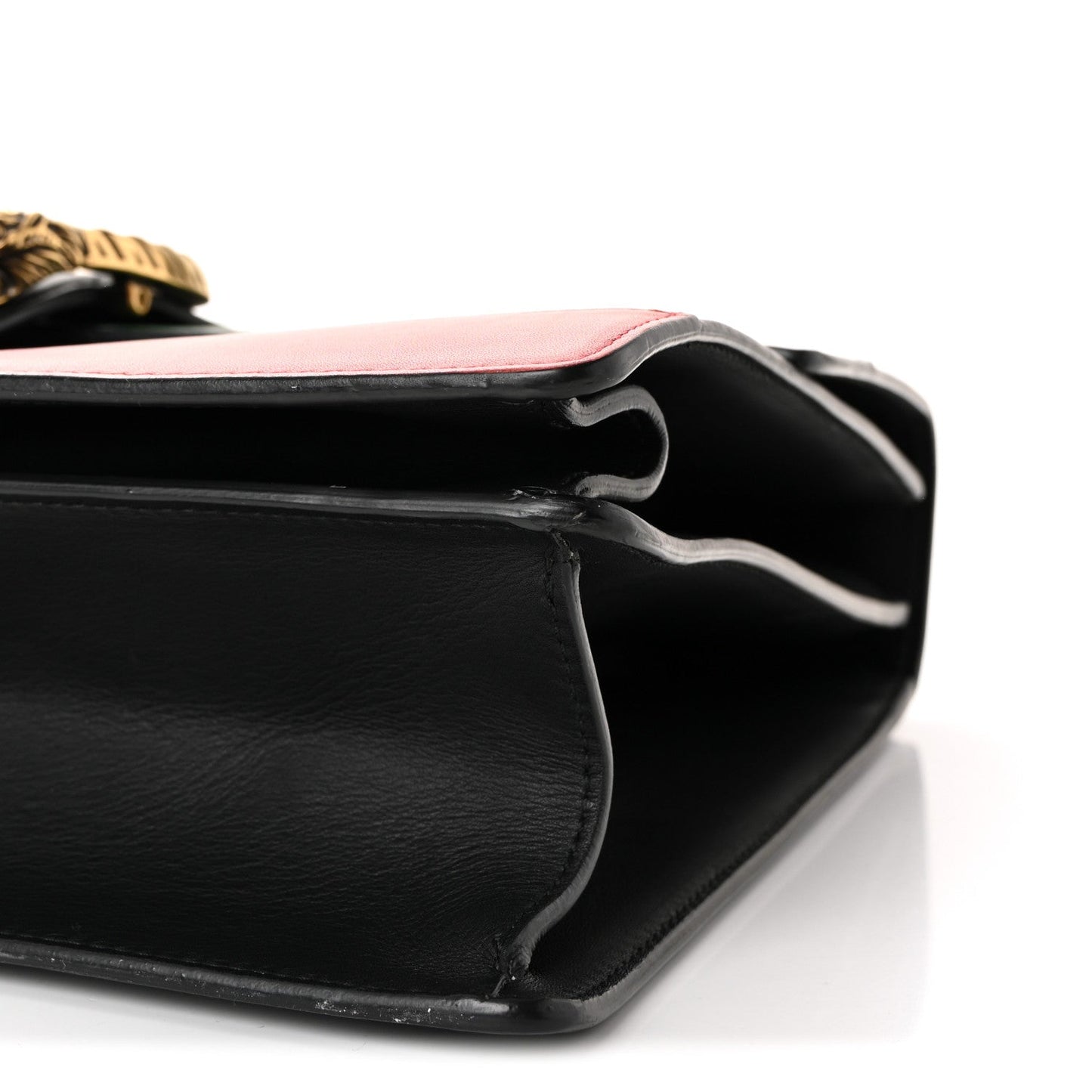Gucci Moon Calfskin Web Large Dionysus Bamboo Top Handle Bag Black Bright Evergreen Hibiscus Red