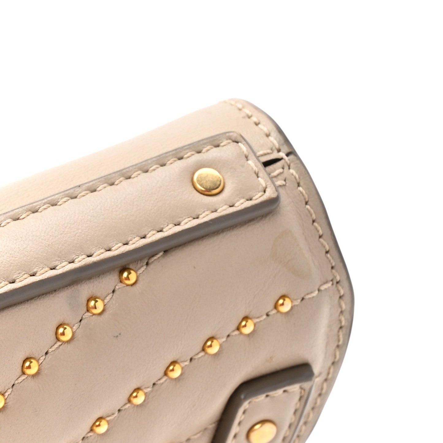 Chloe Calfskin Lambskin Quilted Studded Nile Bracelet Minaudiere Bag Pastel Grey