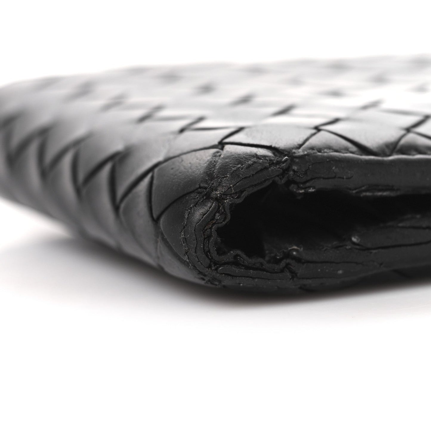 Bottega Veneta Nappa Maxi Intrecciato Bi-Fold Wallet Black