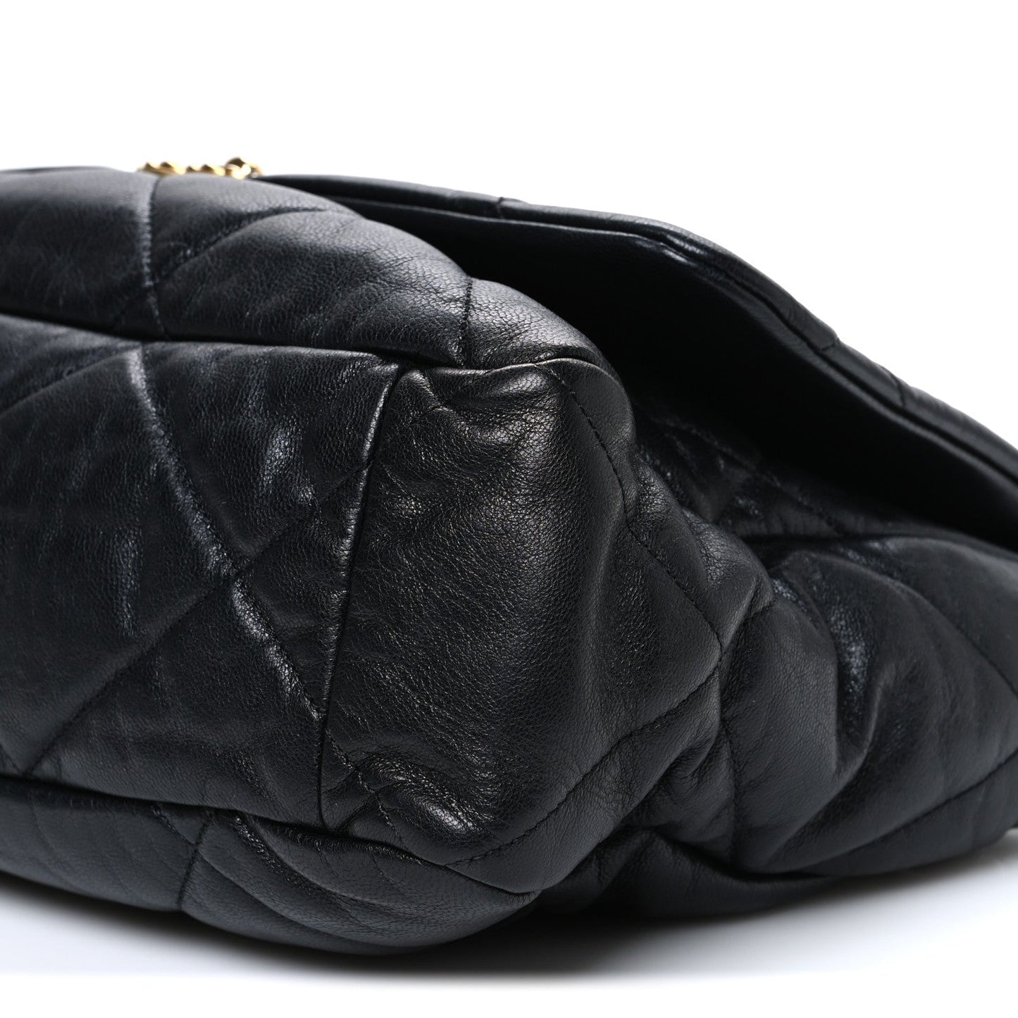 Chanel Shiny Goatskin Quilted Maxi Chanel 19 Flap Black