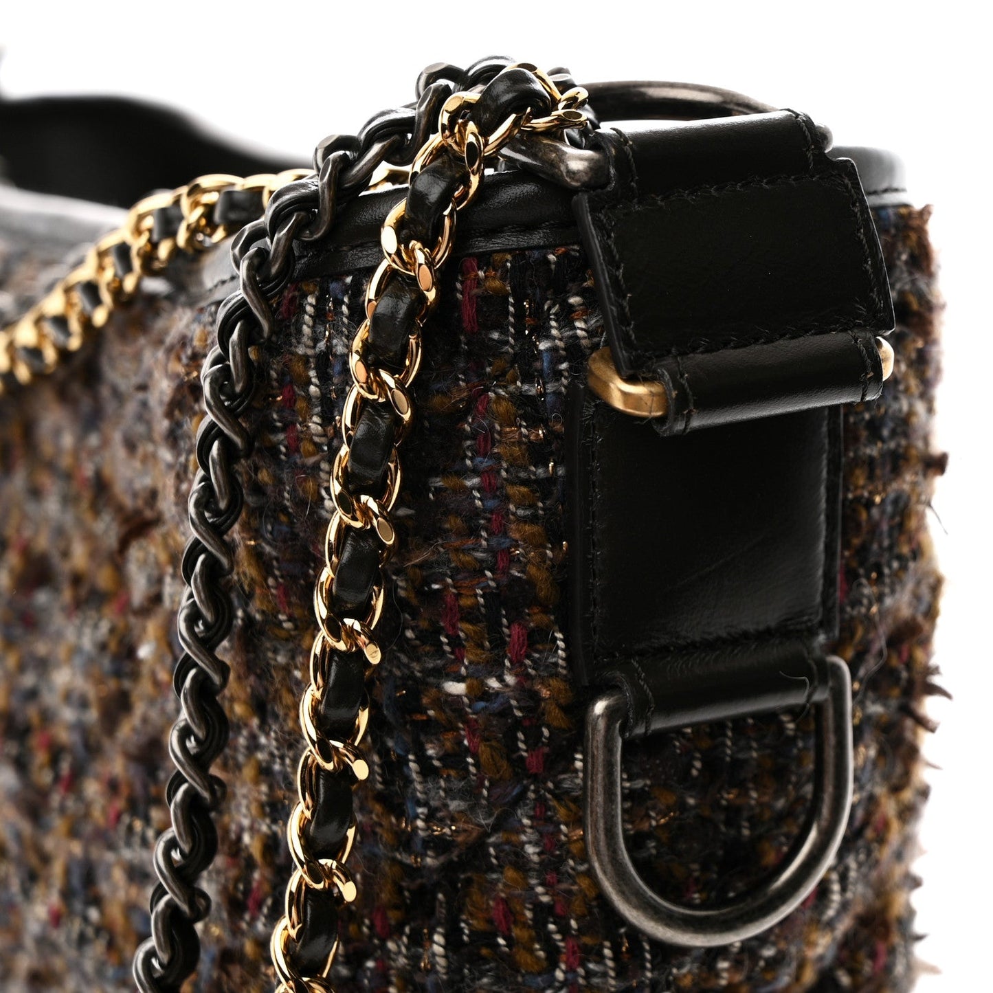 Chanel Tweed Calfskin Medium Gabrielle Hobo Brown