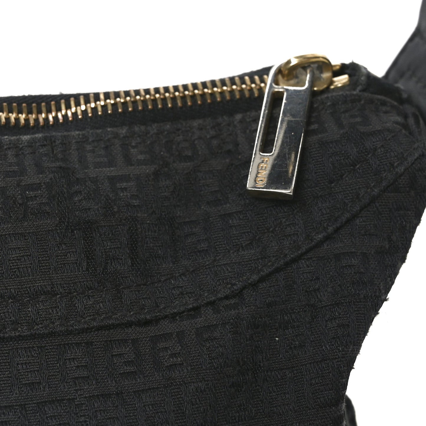 Fendi Zucchino Vitello Shoulder Bag Black