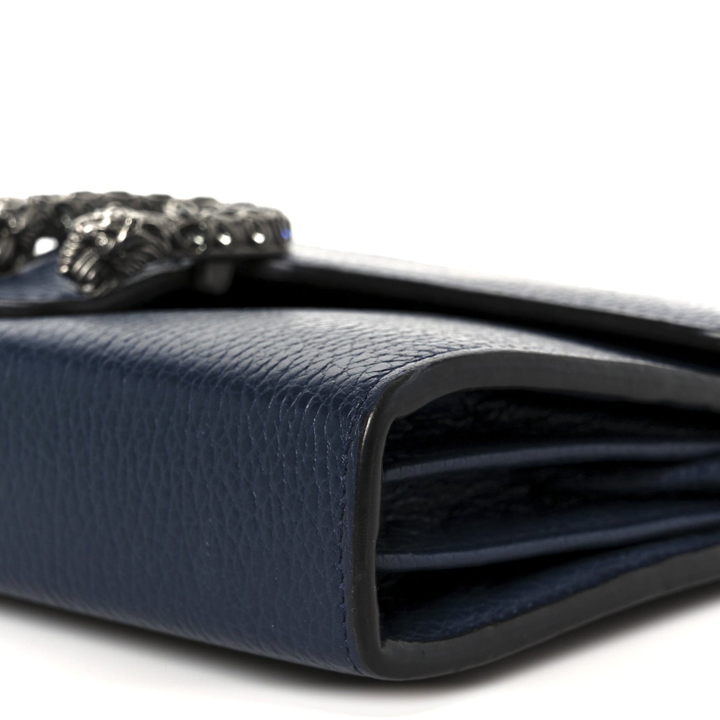 Gucci Dollar Calfskin Crystal Mini Dionysus Chain Wallet Blue Agata Black Diamond