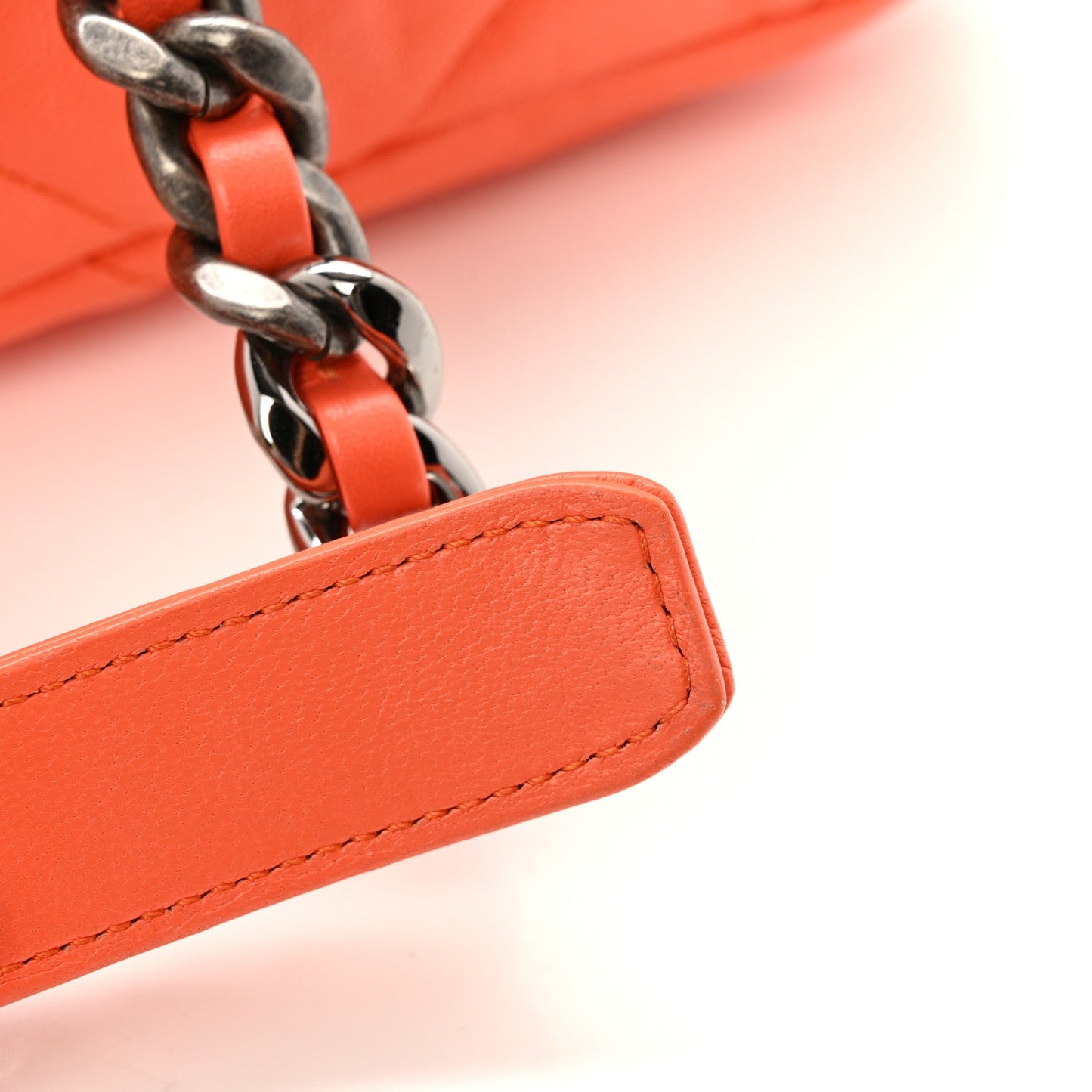 Chanel Lambskin Quilted Large Chanel 19 Flap Orange
