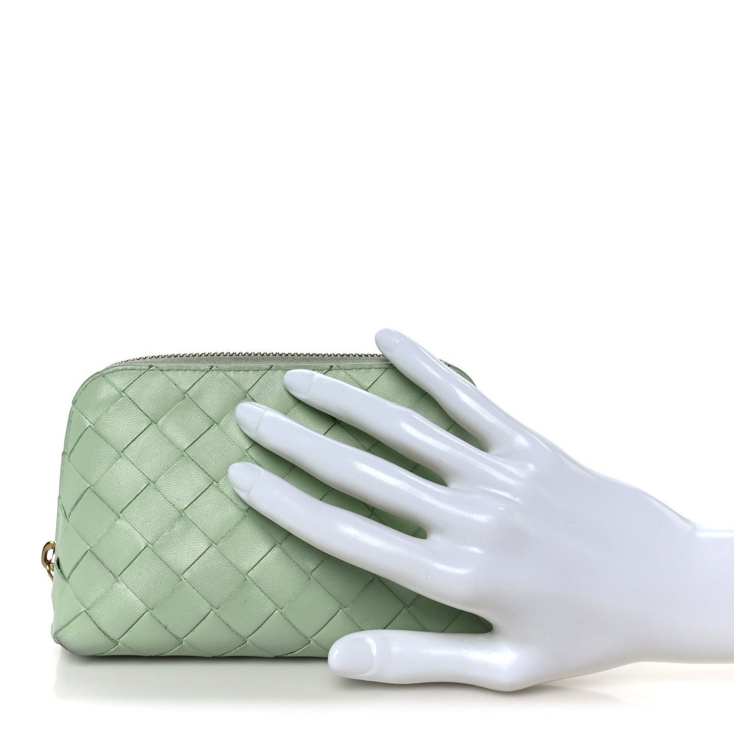 Bottega Veneta Nappa Intrecciato Small Beauty Pouch Fresh Mint