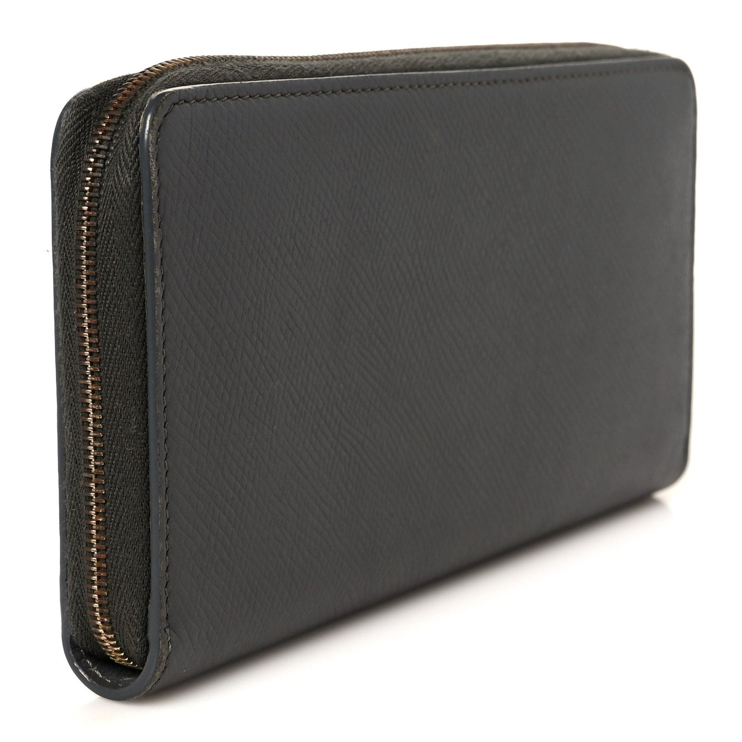 Celine Drummed Calfskin Large Zip Around Multifunction Wallet Grey
