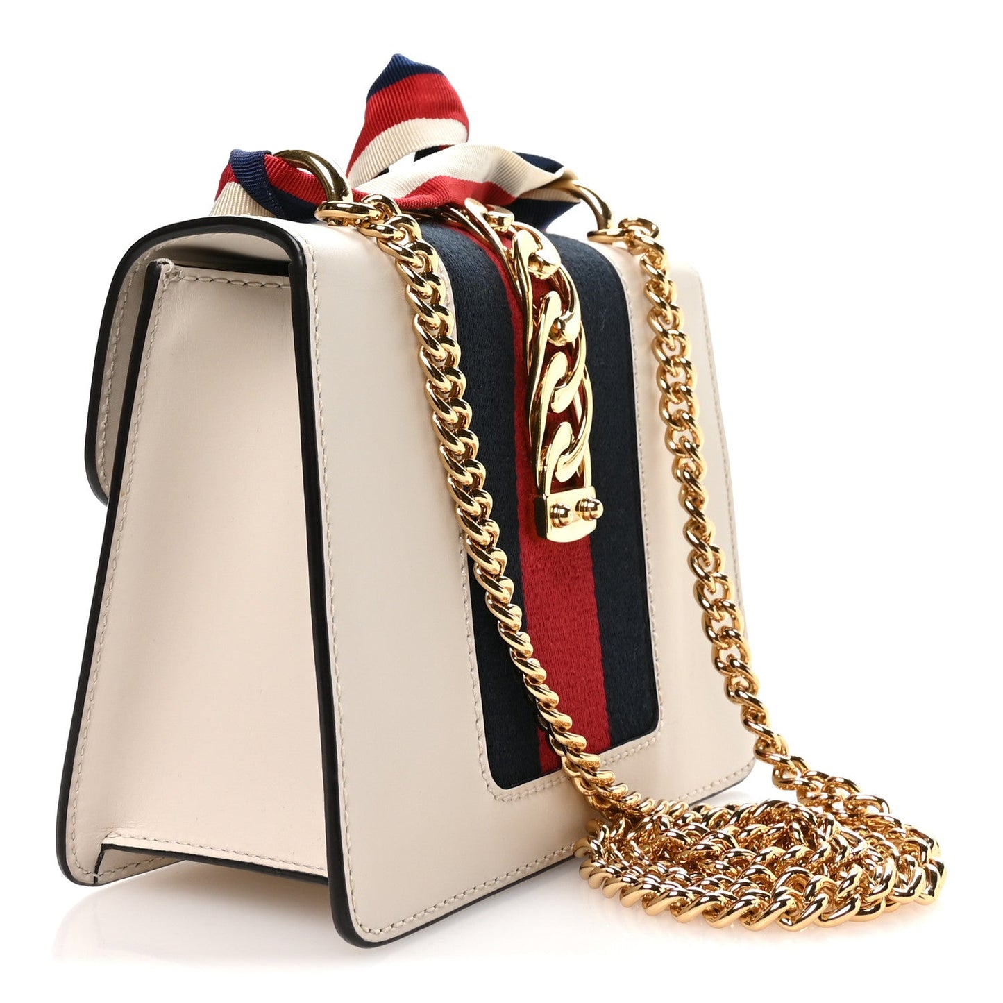 Gucci Calfskin Mini Sylvie Shoulder Bag White