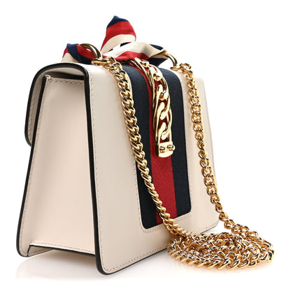 Gucci Calfskin Mini Sylvie Shoulder Bag White