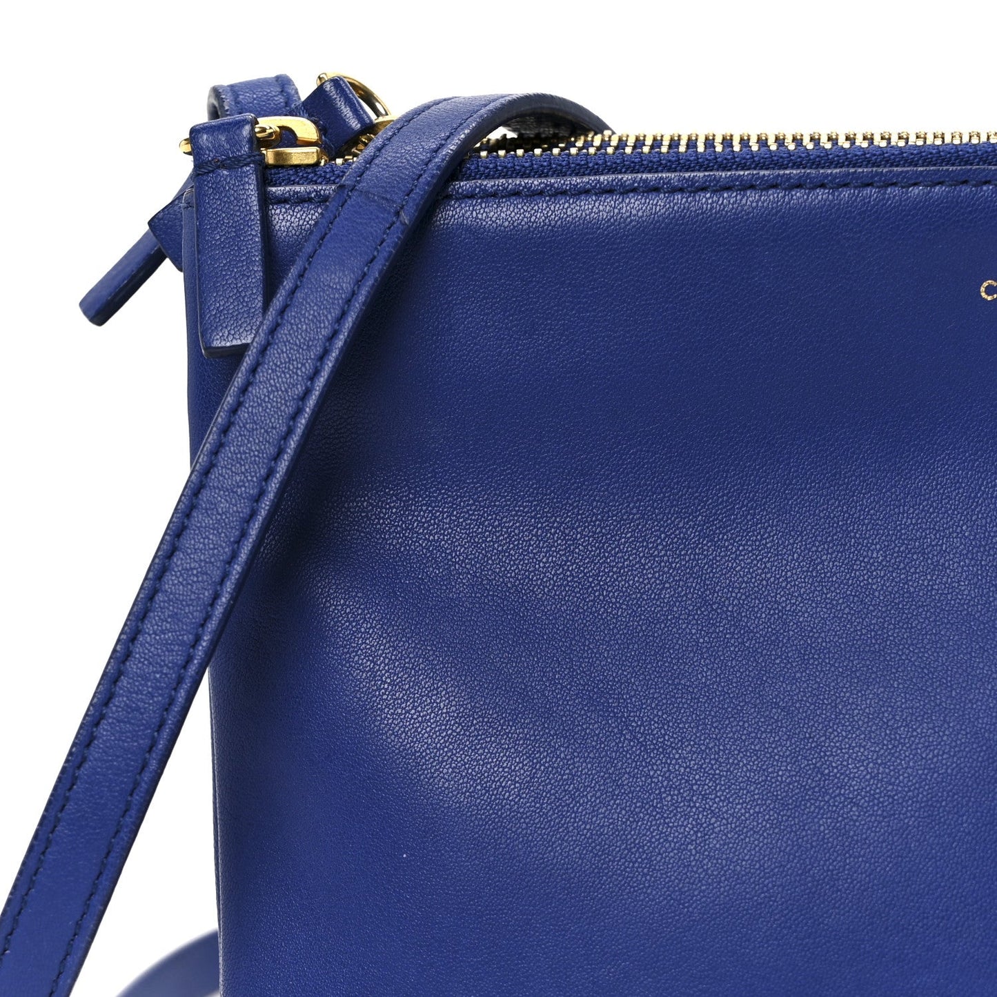Celine Lambskin Small Trio Crossbody Bag Indigo