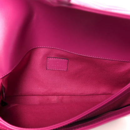 Gucci Calfskin Matelasse Monochrome GG Marmont Crossbody Shoulder Bag Classic Fuxia