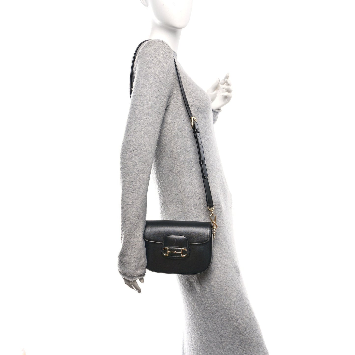 Gucci Azalea Calfskin Web Mini Horsebit 1955 Shoulder Bag Black