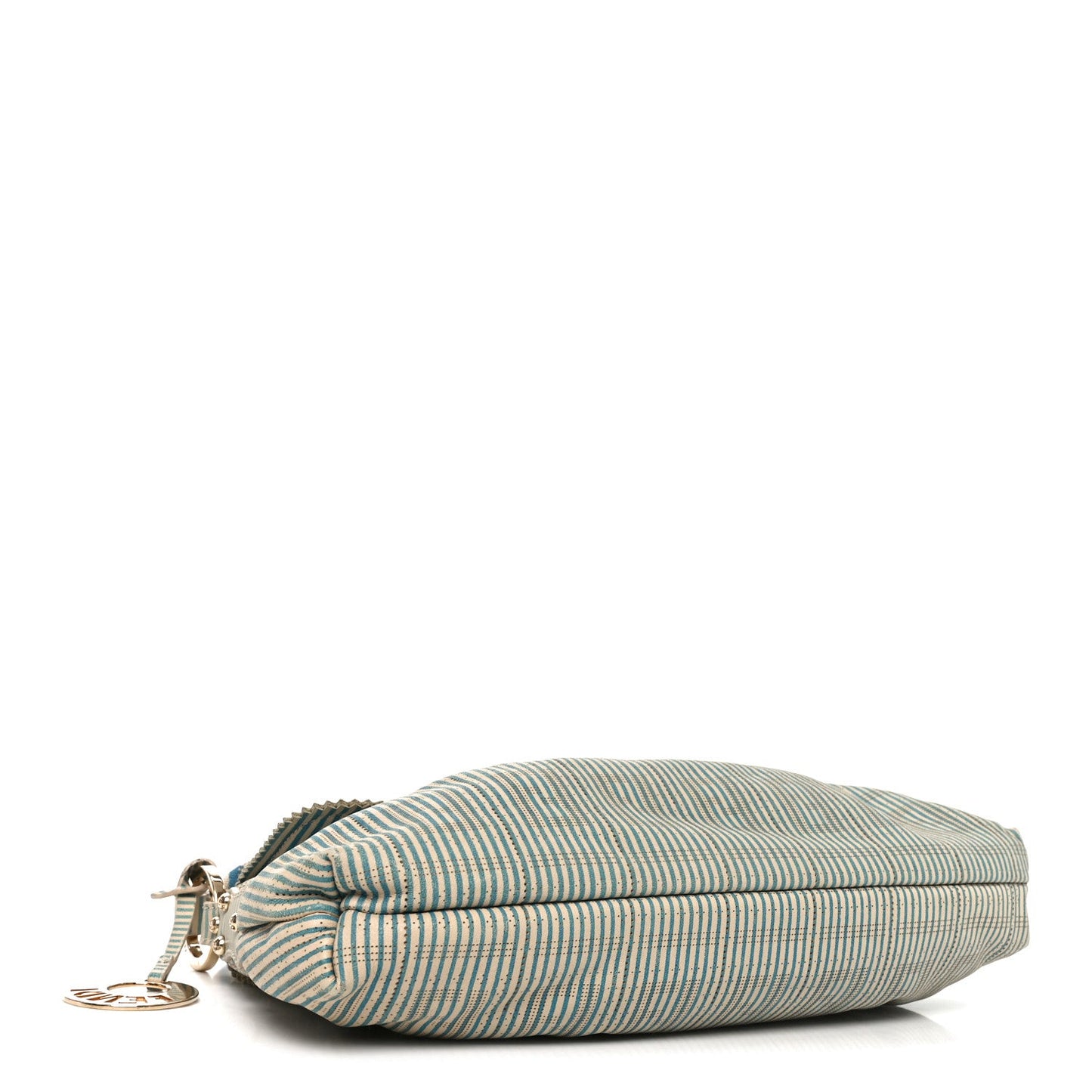 Fendi Vitello Perforated FF Striped Small Chef Bag Blue White