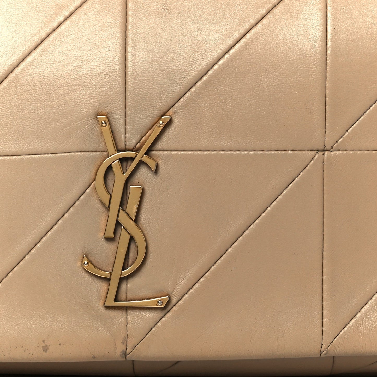 Saint Laurent Lambskin Patchwork Monogram Medium Jamie Beige