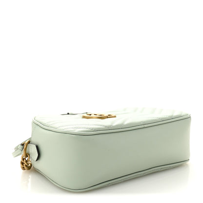 Gucci Calfskin Matelasse Small GG Marmont Chain Shoulder Bag Salvy Green