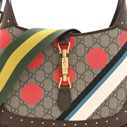 Gucci GG Supreme Monogram Web Geometric Small Jackie 1961 Beige Multicolor Brown Sugar