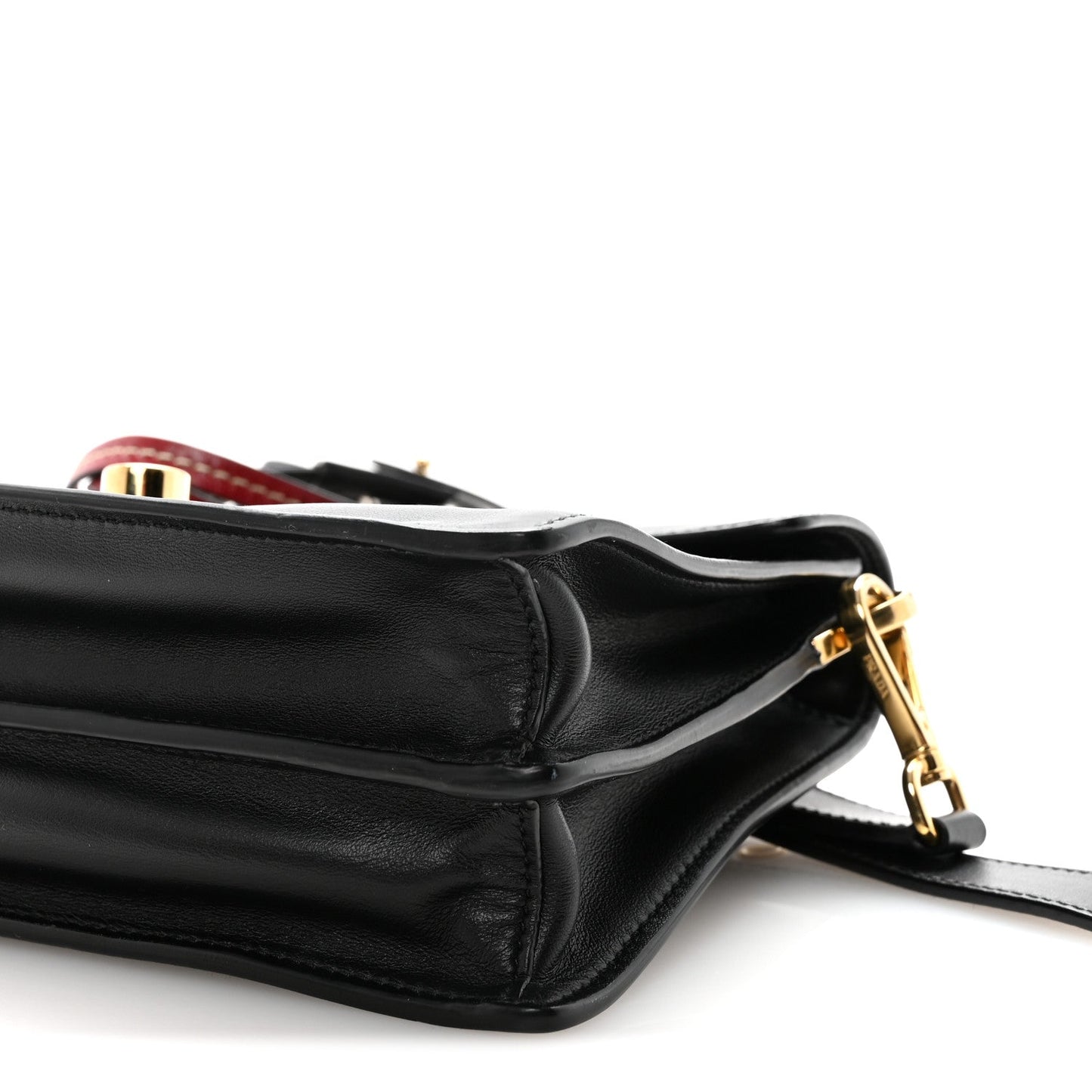 Prada Calfskin Soft Sound Charms Shoulder Bag Black