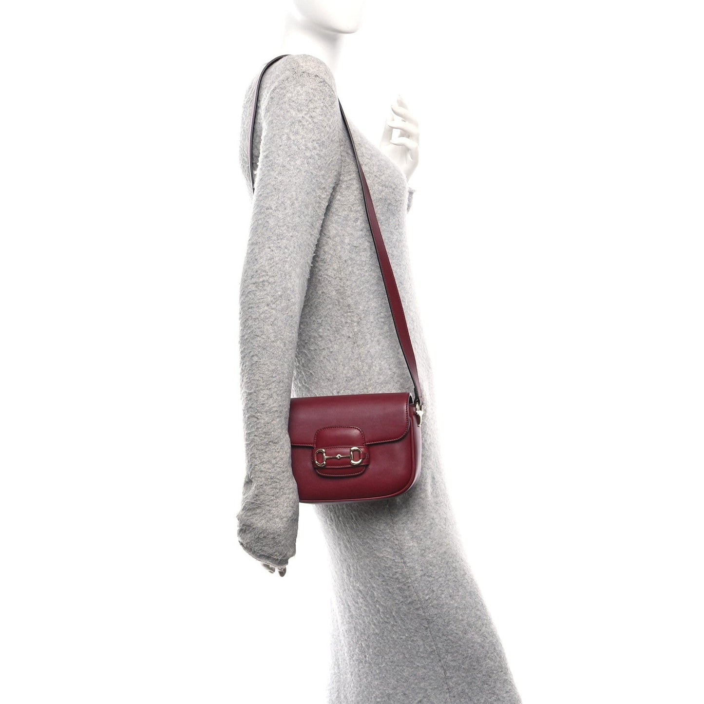 Gucci Soft Calfskin Horsebit 1955 Small Shoulder Bag Rosso Ancora