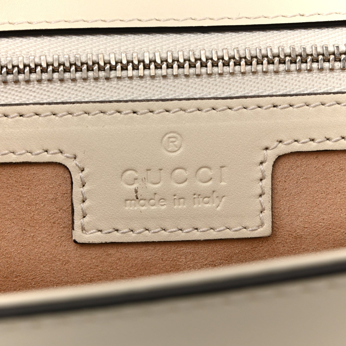 Gucci Senna Calfskin Petite GG Top Handle Shoulder Bag Mystic White